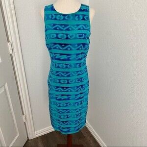 Maggy London Blue Sleeveless Blue Dress Keyhole Cut Out Sexy Cute Size 4